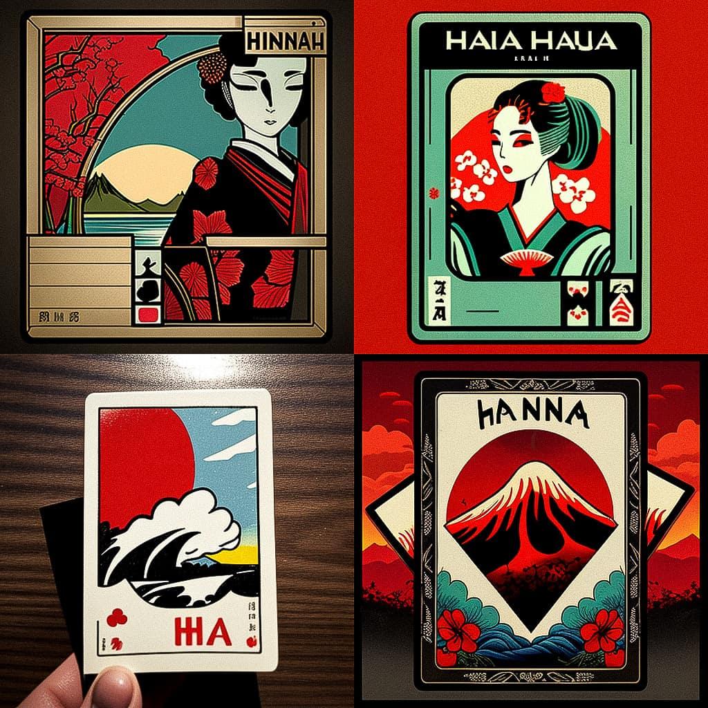 Hanafuda card style, Midjourney V4, render 1 of 4