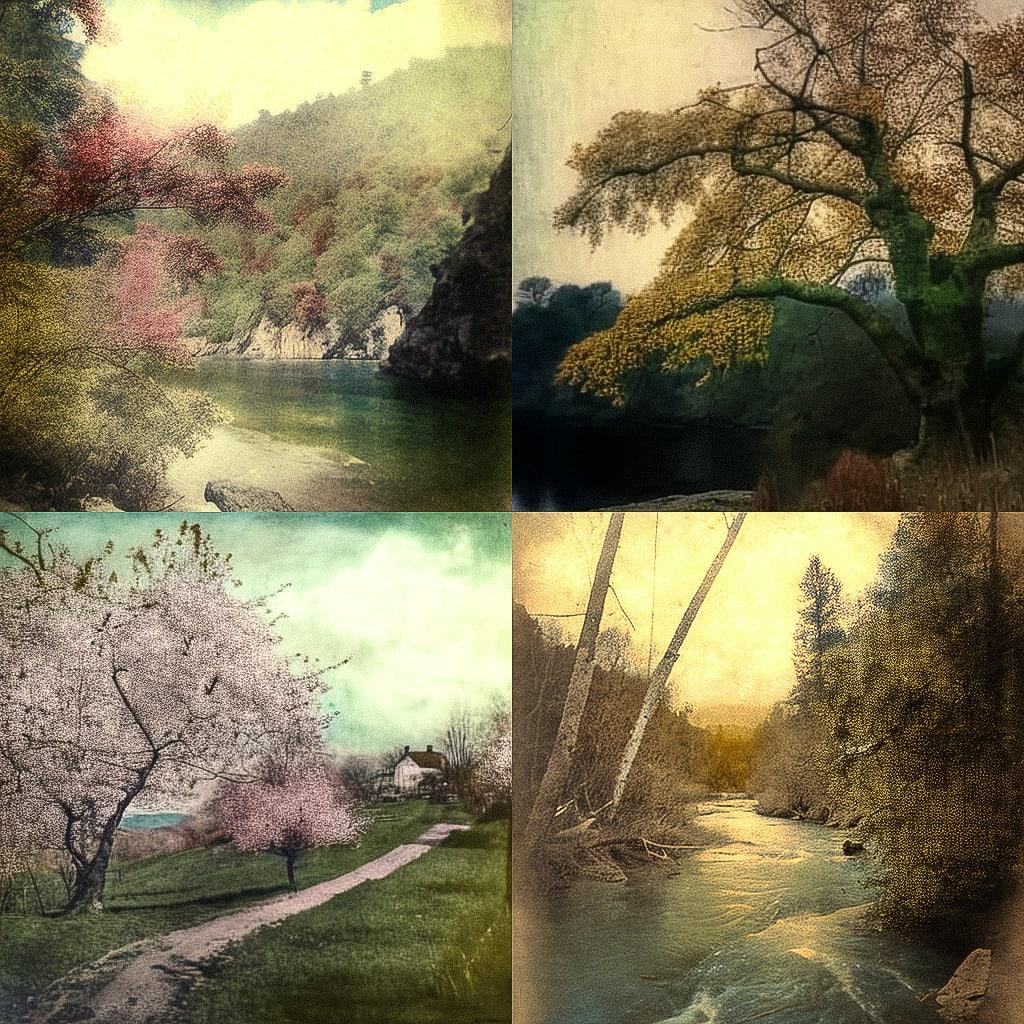 Hand-colored photograph style, Midjourney V4, render 1 of 4