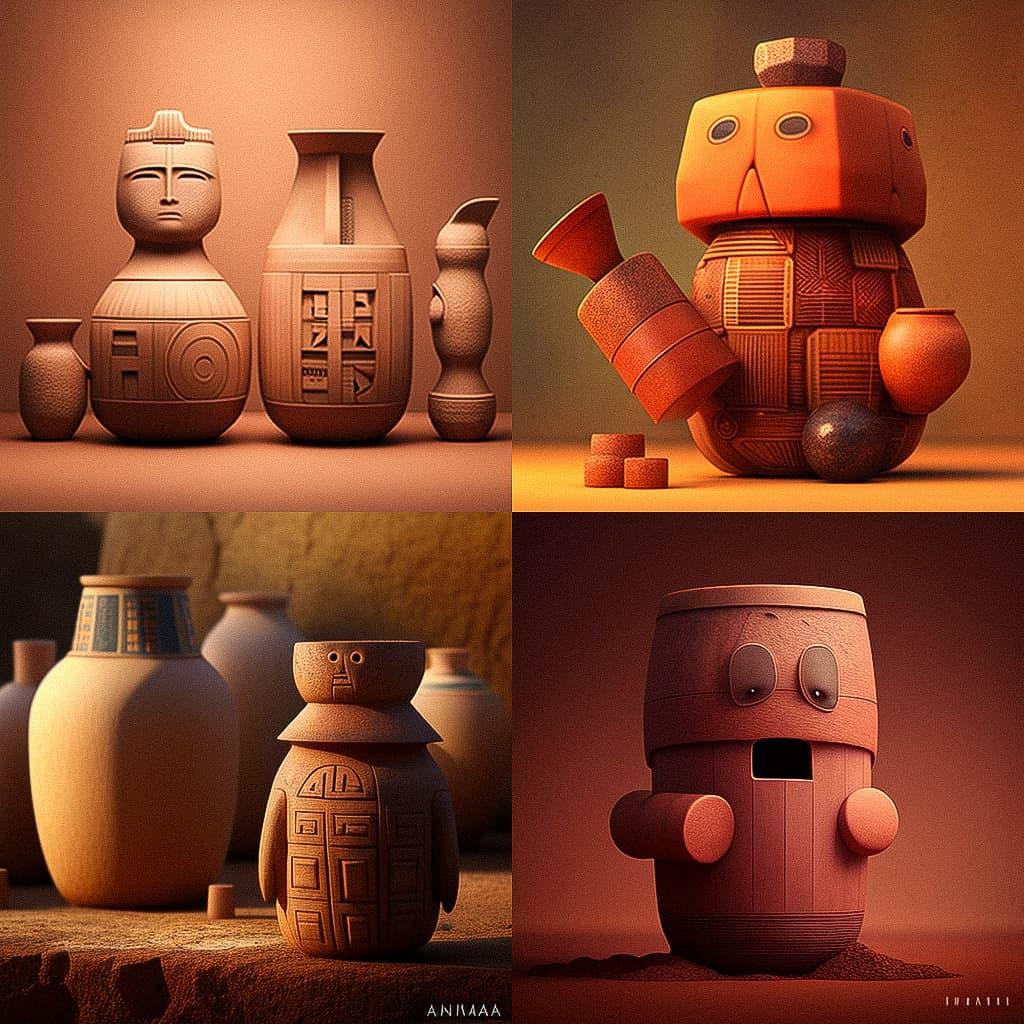 Haniwa style, Midjourney V4, render 1 of 4