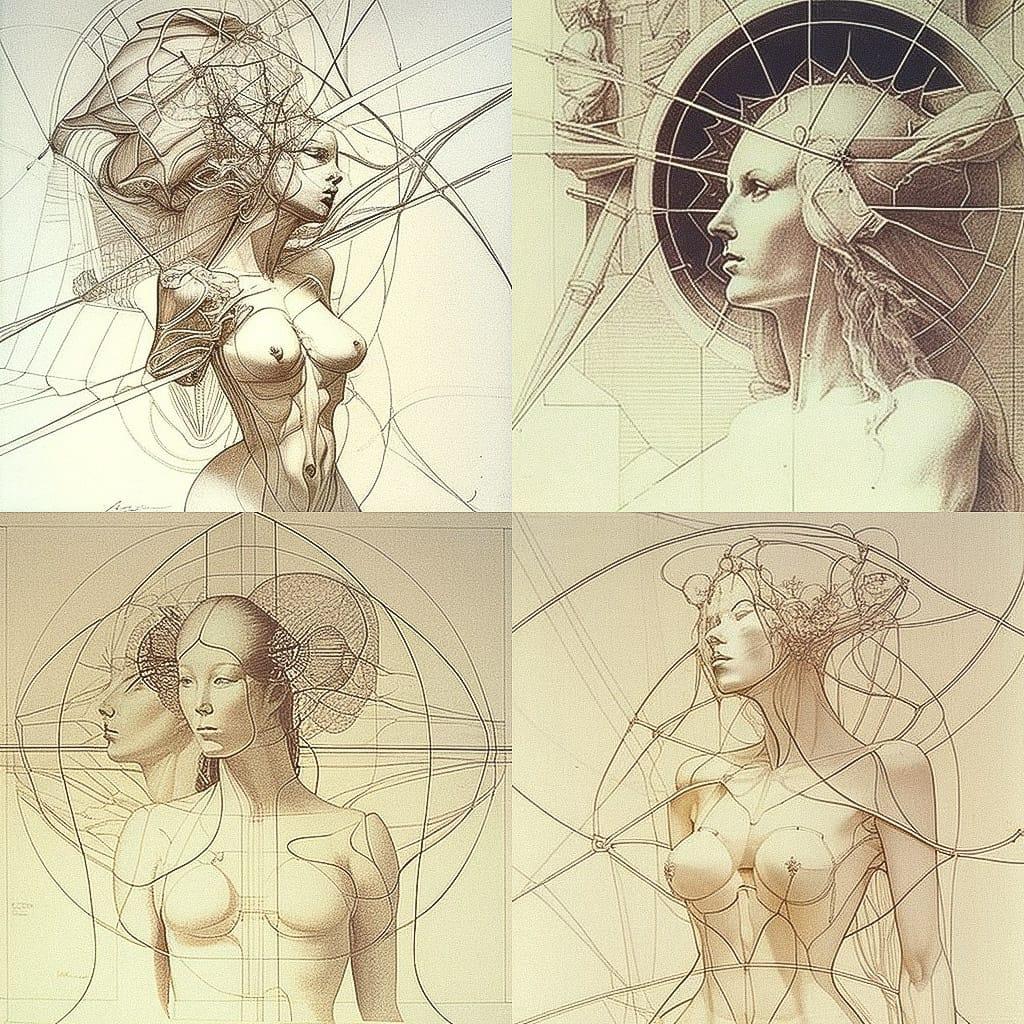Hans Bellmer style, Midjourney V4, render 1 of 4