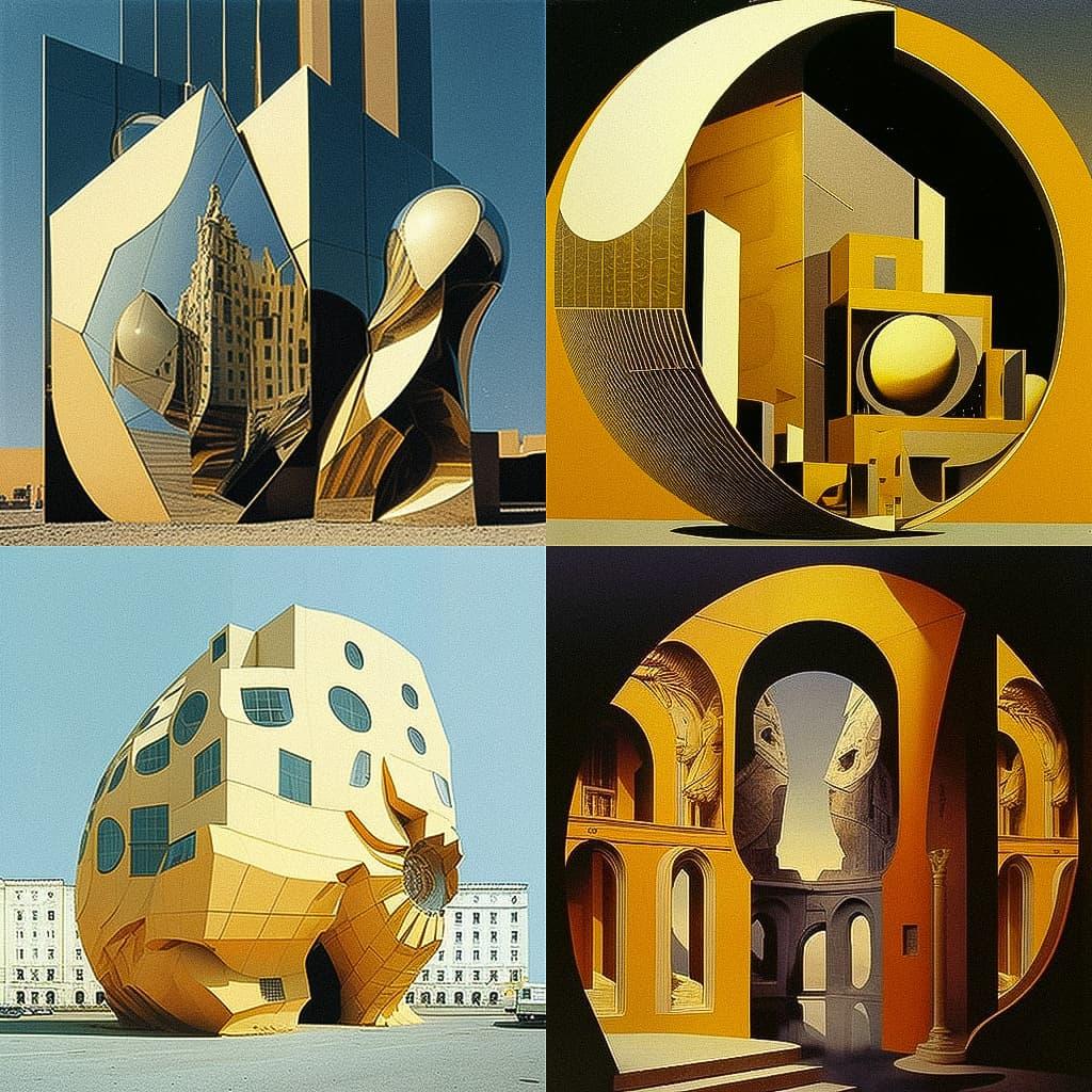 Hans Hollein style, Midjourney V4, render 1 of 4
