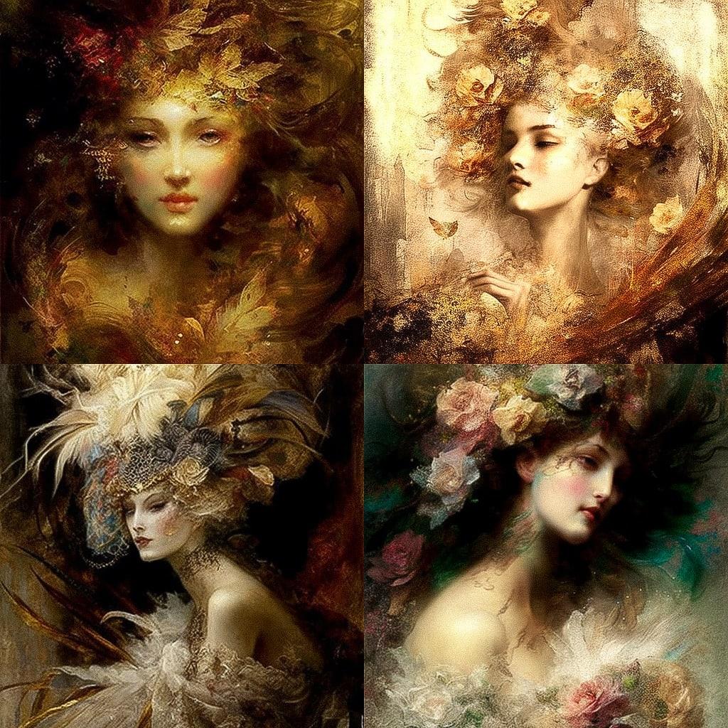 Hans Makart style, Midjourney V4, render 1 of 4