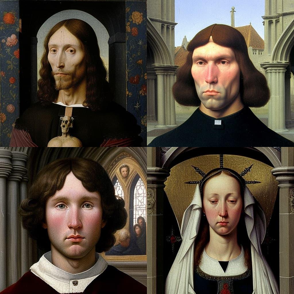 Hans Memling style, Midjourney V4, render 1 of 4
