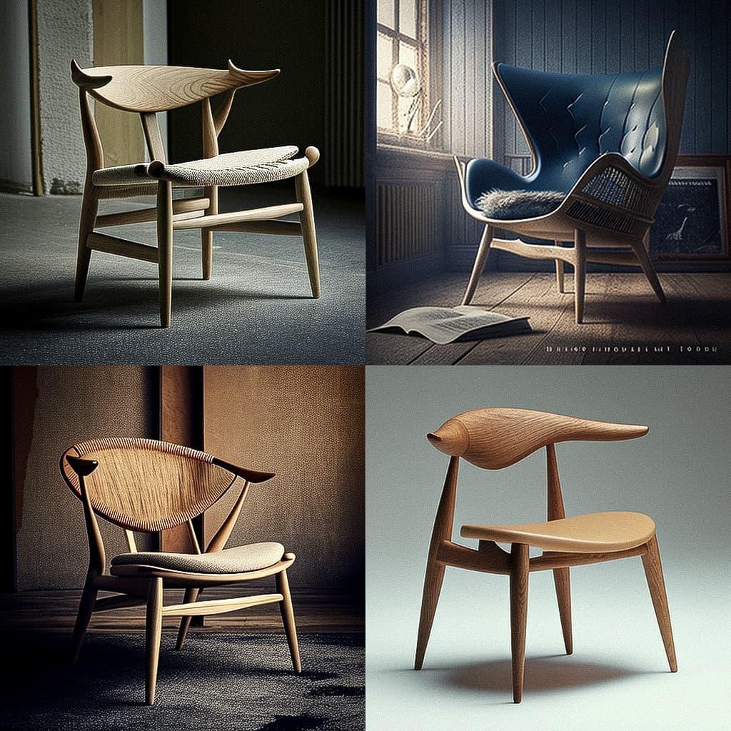 Hans Wegner style, Midjourney V4, render 1 of 4