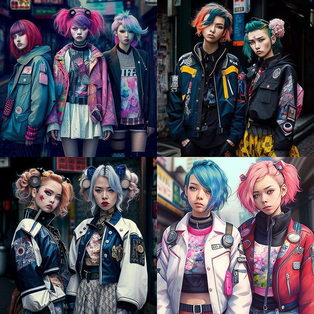 Harajuku fashion style, Midjourney V4, render 1 of 4