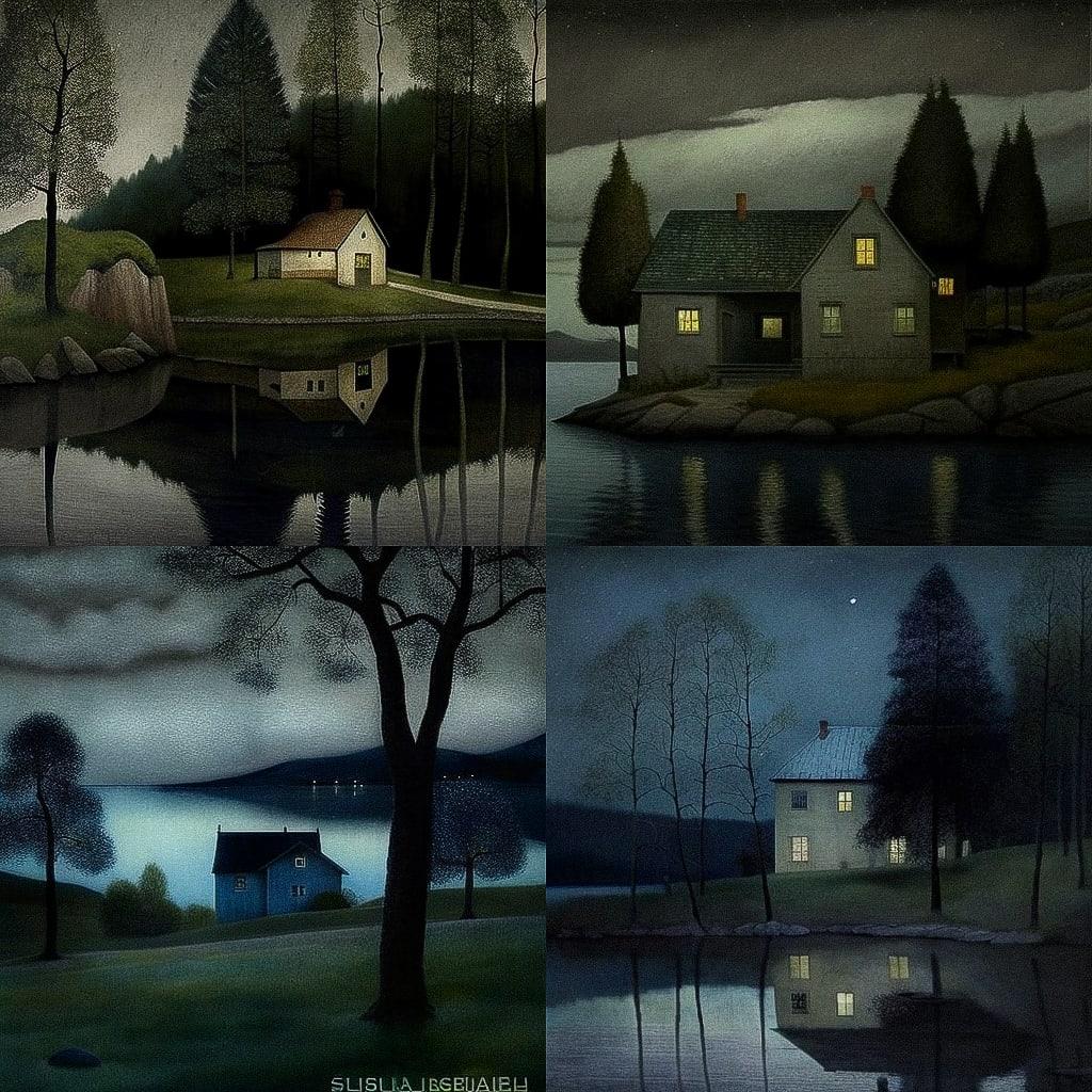 Harald Sohlberg style, Midjourney V4, render 1 of 4