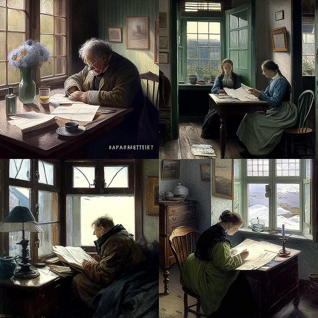 Harriet Backer style, Midjourney V4, render 1 of 4