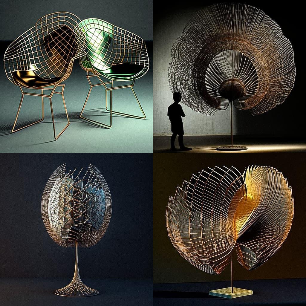Harry Bertoia style, Midjourney V4, render 1 of 4