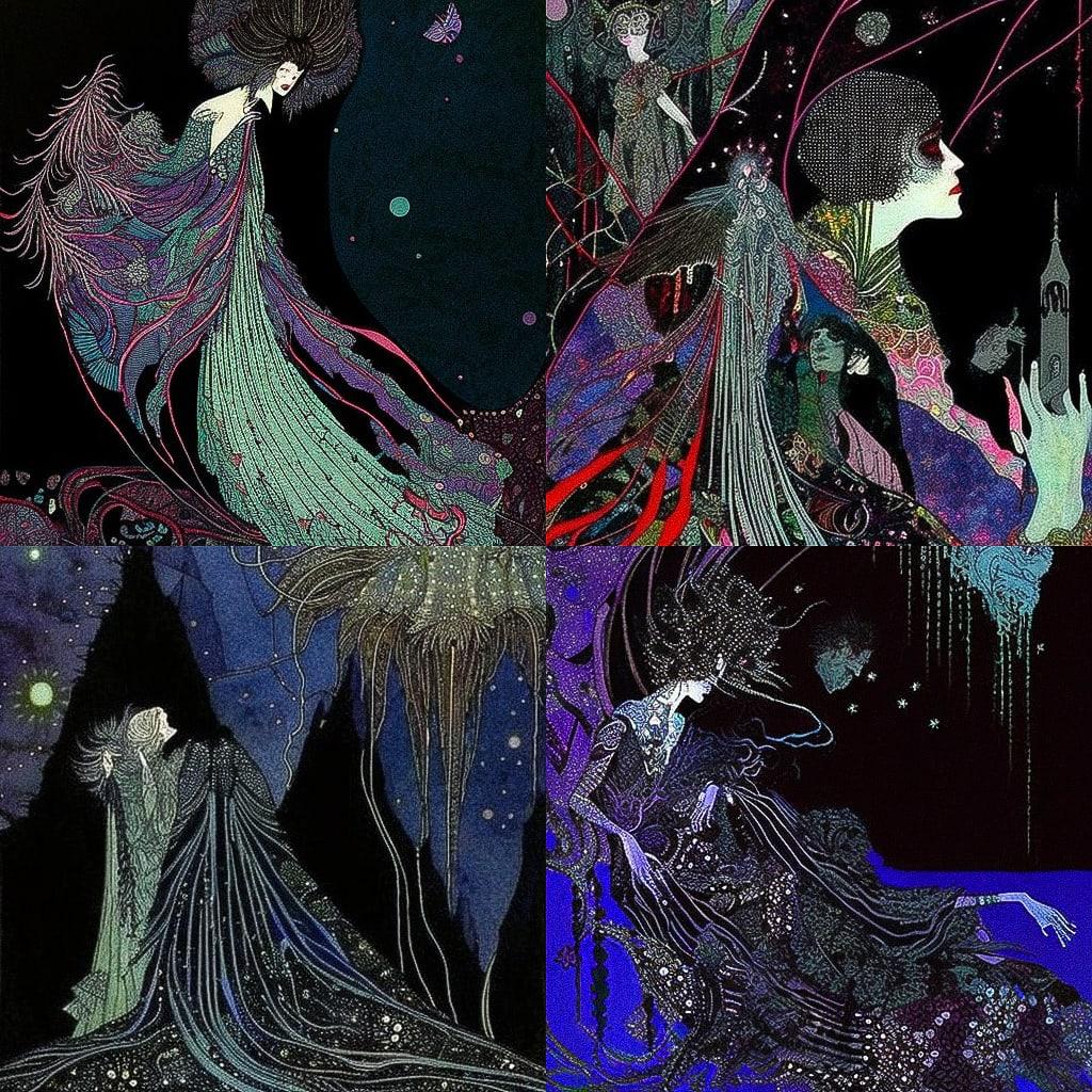 Harry Clarke style, Midjourney V4, render 1 of 4