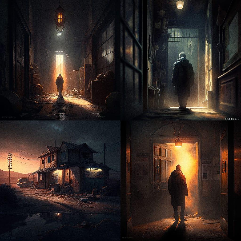 Harsh lighting style, Midjourney V4, render 1 of 4