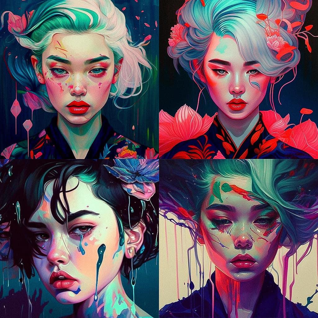 Harumi Hironaka style, Midjourney V4, render 1 of 4