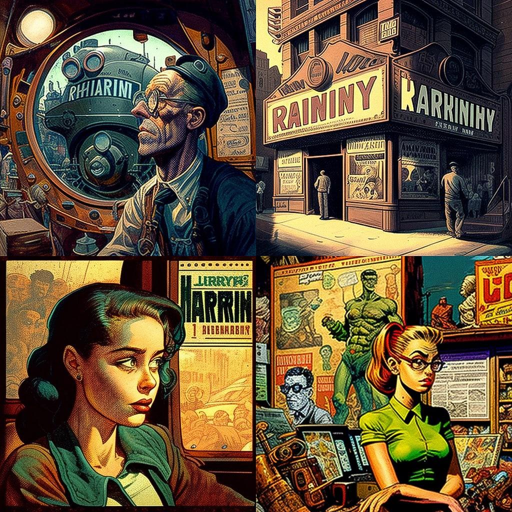Harvey Kurtzman style, Midjourney V4, render 1 of 4
