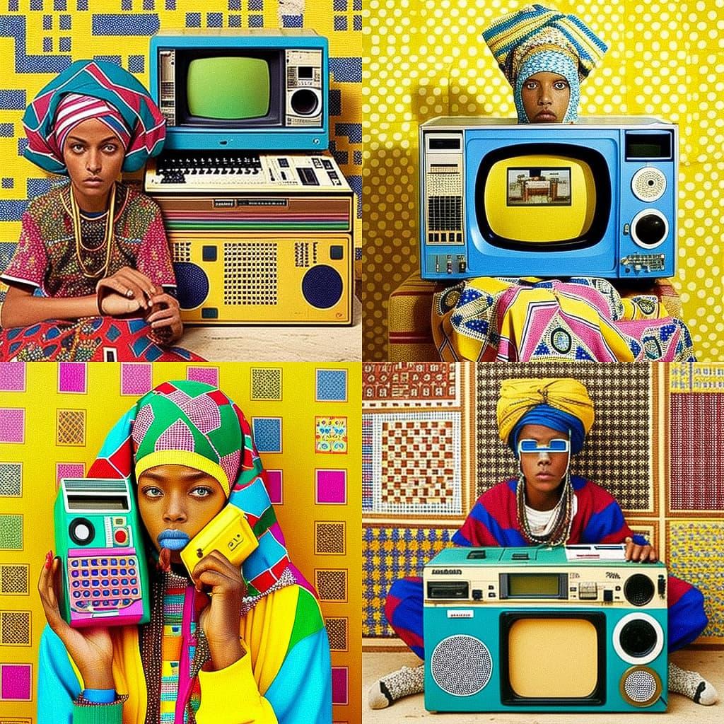 Hassan Hajjaj style, Midjourney V4, render 1 of 4