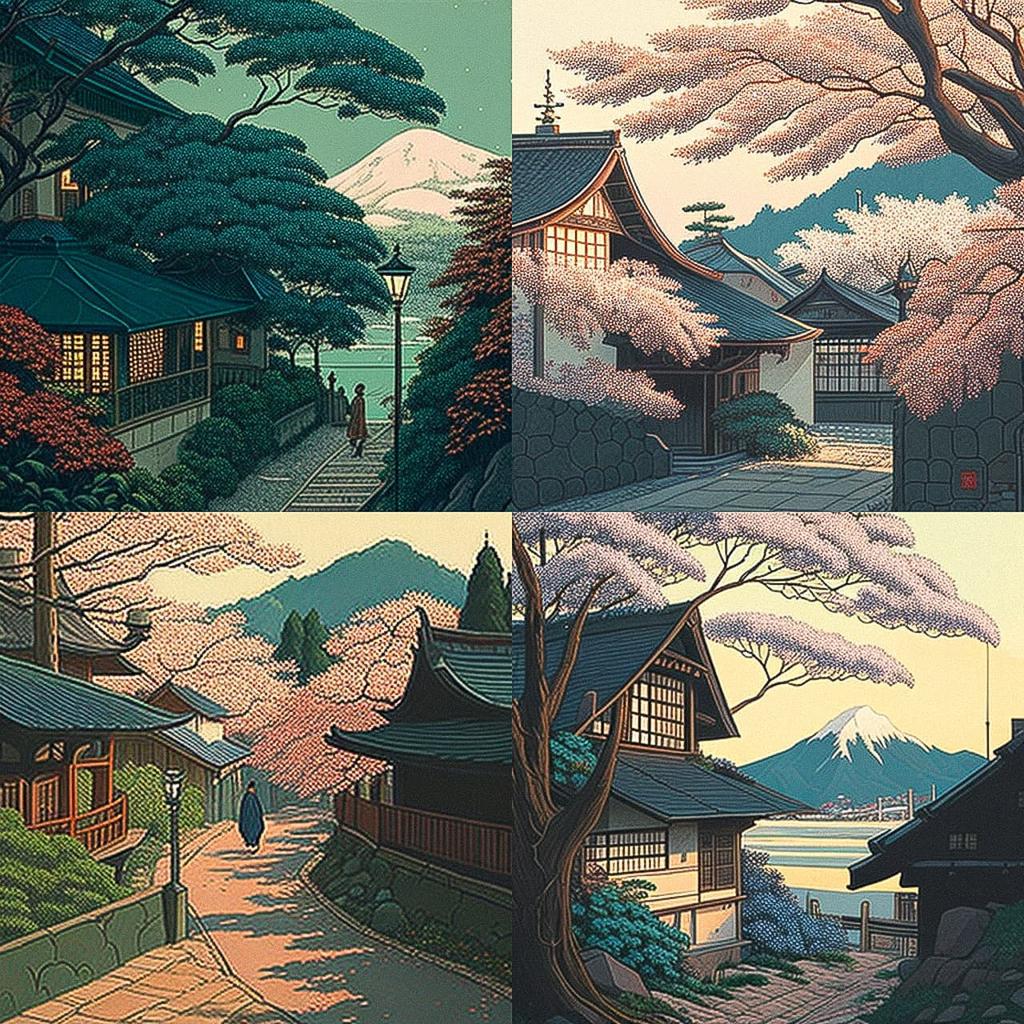 Hasui Kawase style, Midjourney V4, render 1 of 4