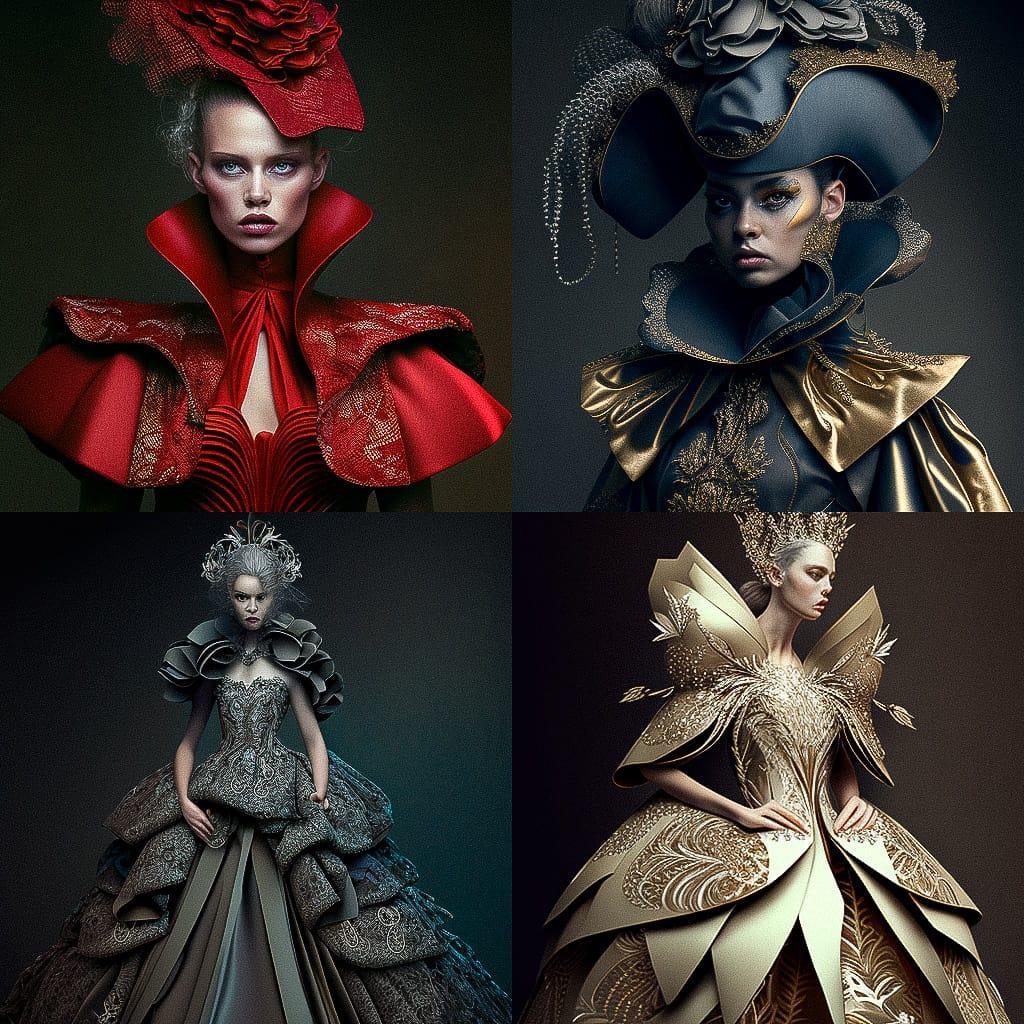 Haute couture fashion style, Midjourney V4, render 1 of 4