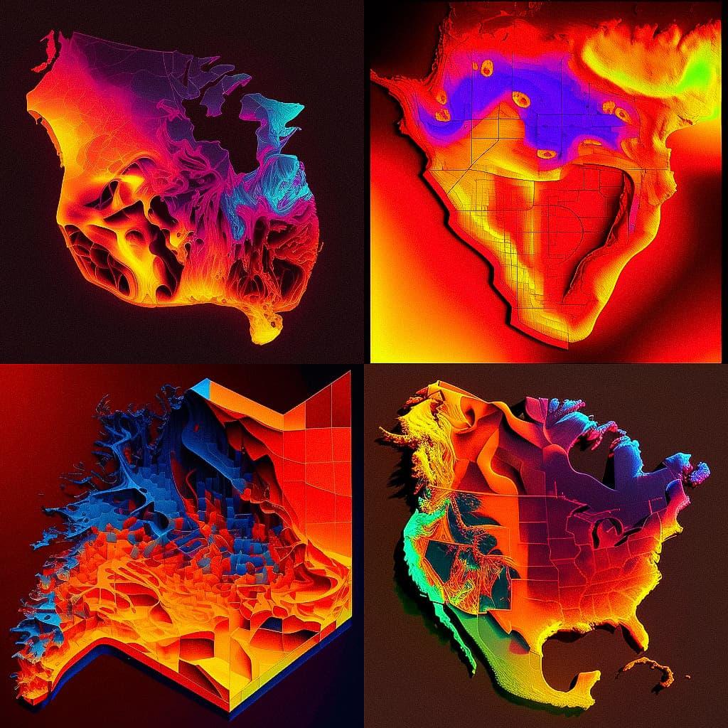 Heat map style, Midjourney V4, render 1 of 4