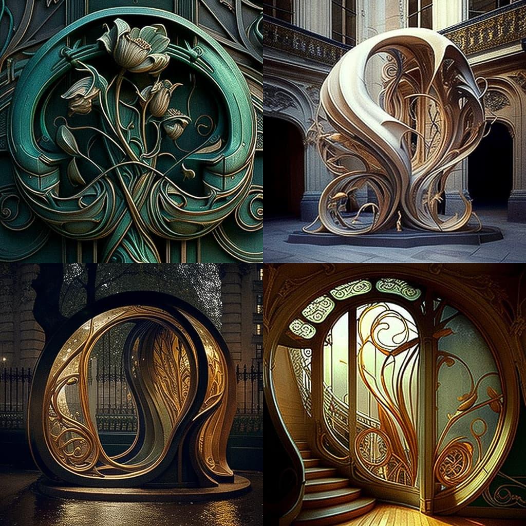 Hector Guimard style, Midjourney V4, render 1 of 4