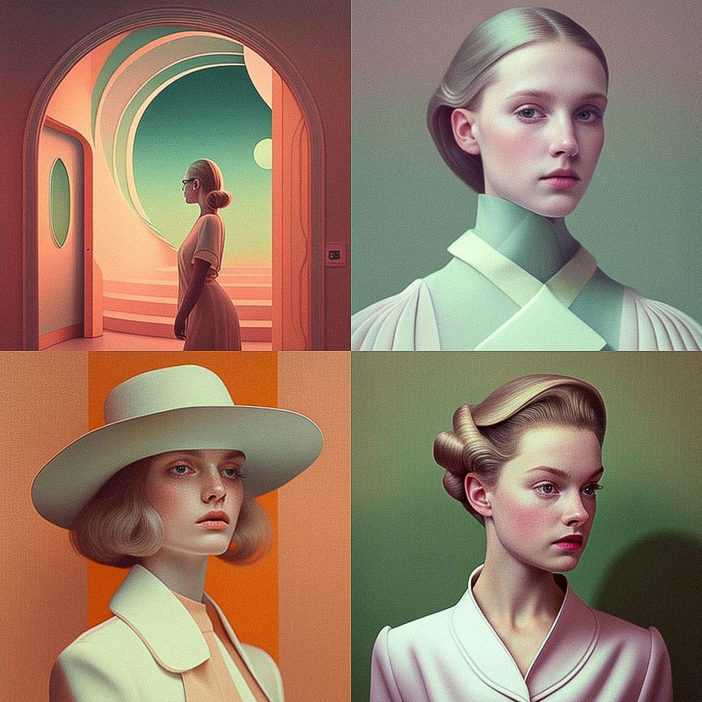 Helen Lundeberg style, Midjourney V4, render 1 of 4