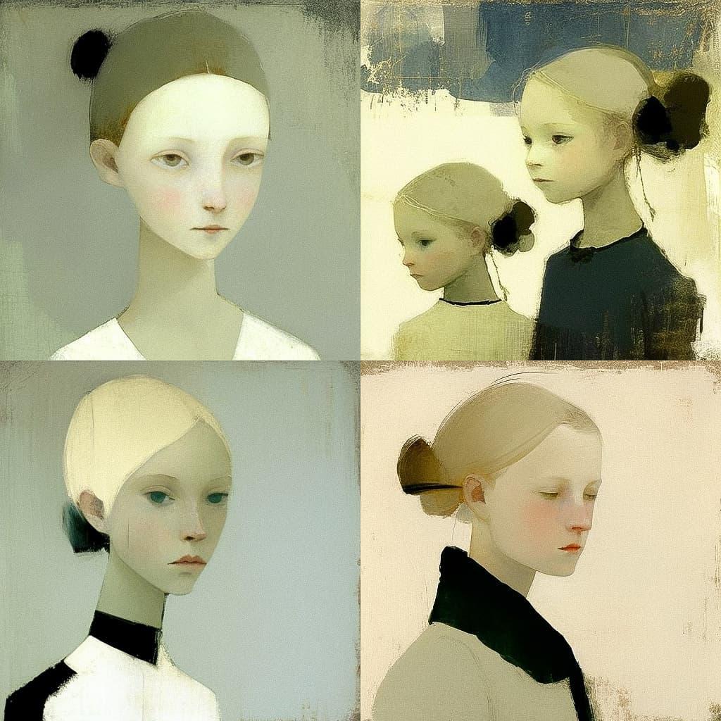 Helene Schjerfbeck style, Midjourney V4, render 1 of 4
