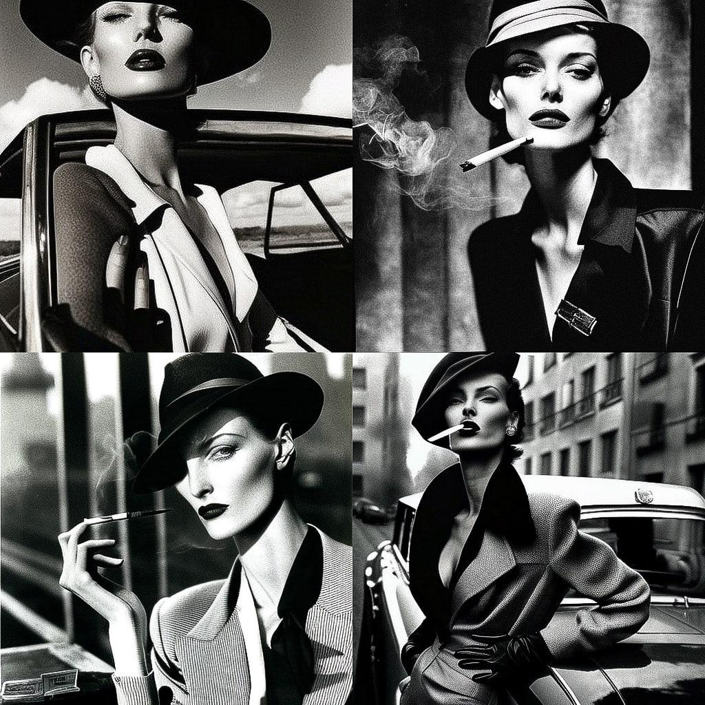 Helmut Newton style, Midjourney V4, render 1 of 4