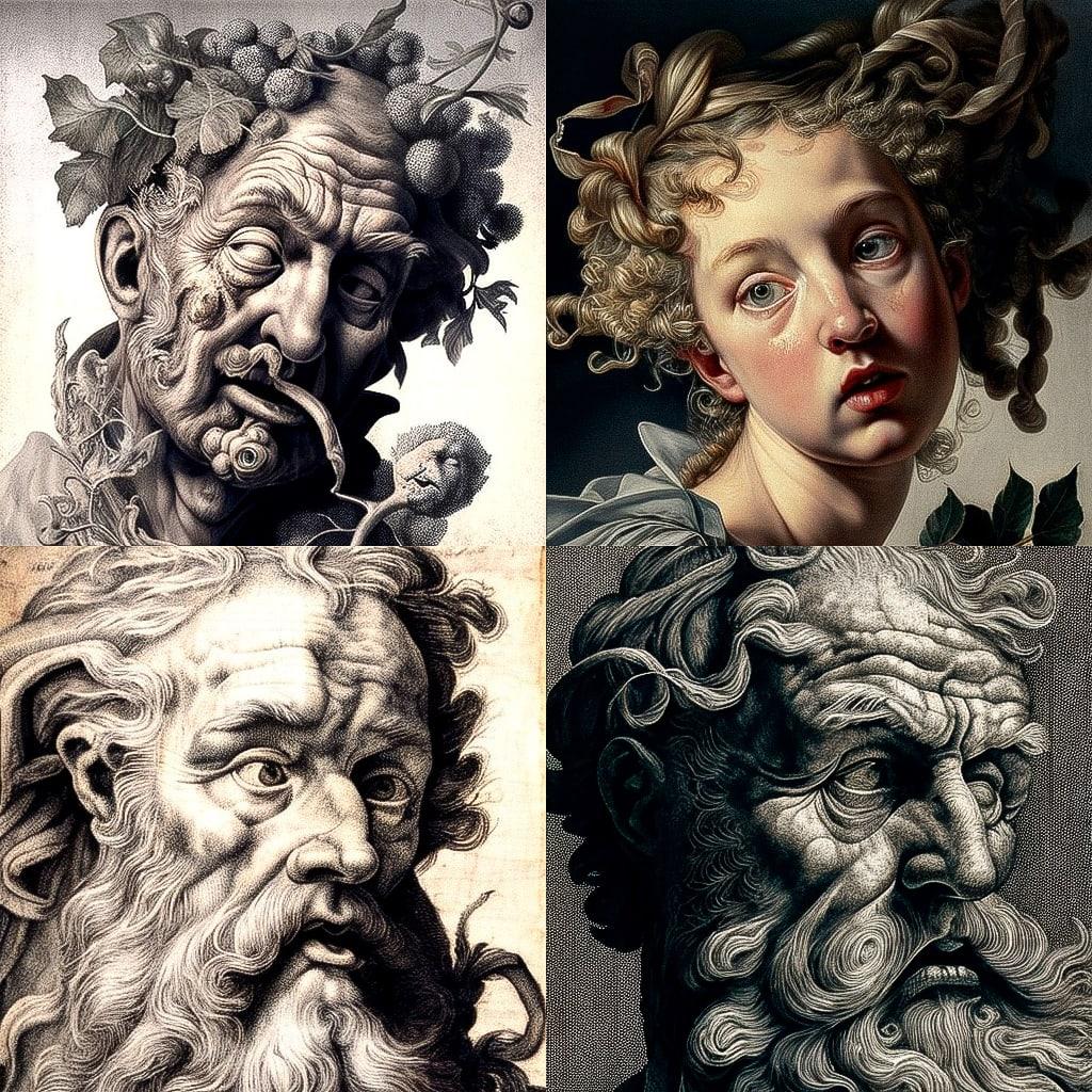 Hendrick Goltzius style, Midjourney V4, render 1 of 4