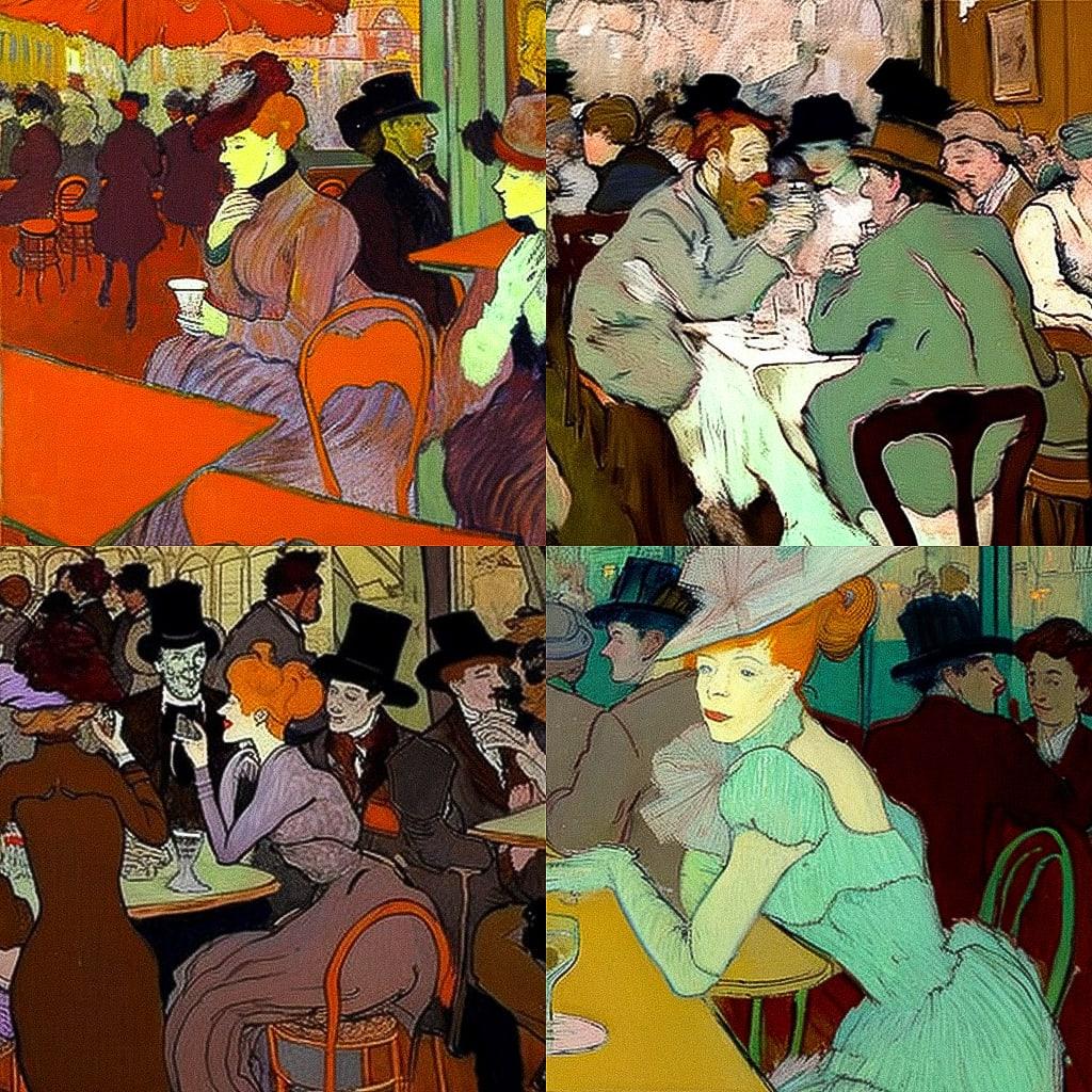 Henri de Toulouse-Lautrec style, Midjourney V4, render 1 of 4
