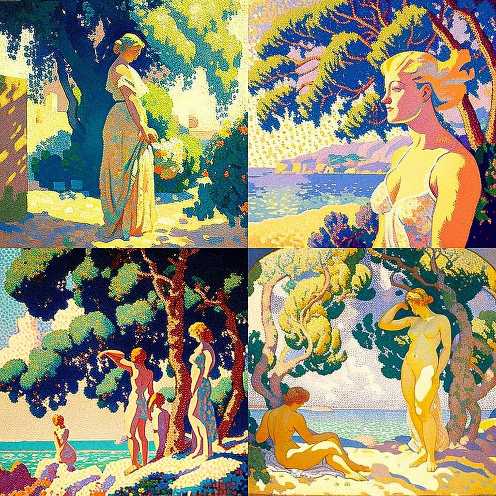 Henri-Edmond Cross style, Midjourney V4, render 1 of 4