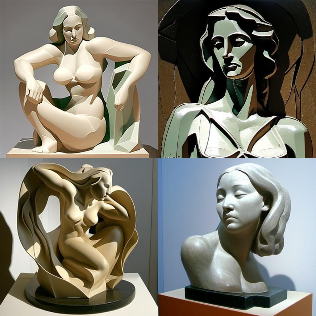 Henri Gaudier Brzeska style, Midjourney V4, render 1 of 4