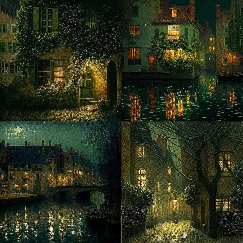 Henri Le Sidaner style, Midjourney V4, render 1 of 4