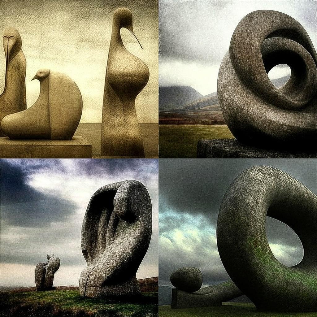 Henry Moore style, Midjourney V4, render 1 of 4