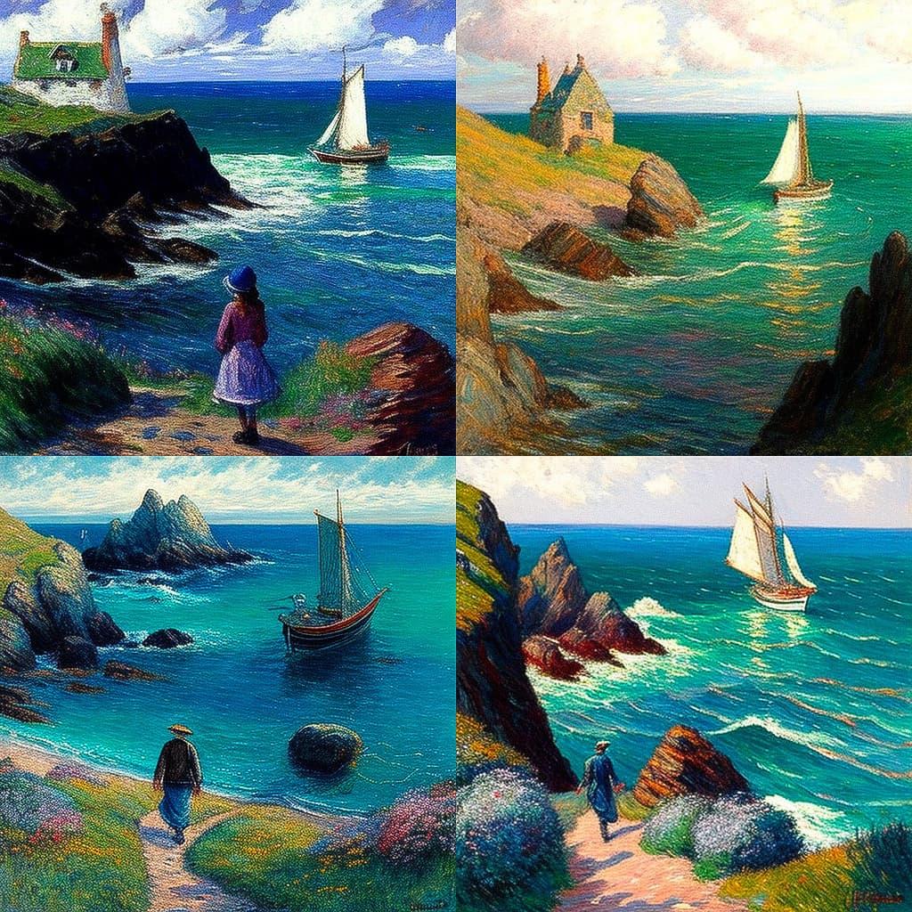 Henry Moret style, Midjourney V4, render 1 of 4