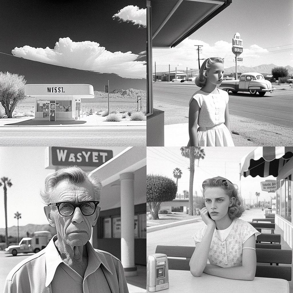 Henry Wessel style, Midjourney V4, render 1 of 4