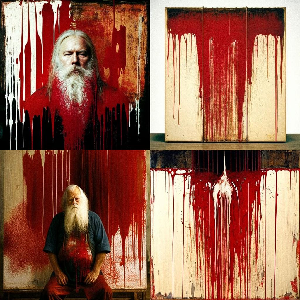 Hermann Nitsch style, Midjourney V4, render 1 of 4