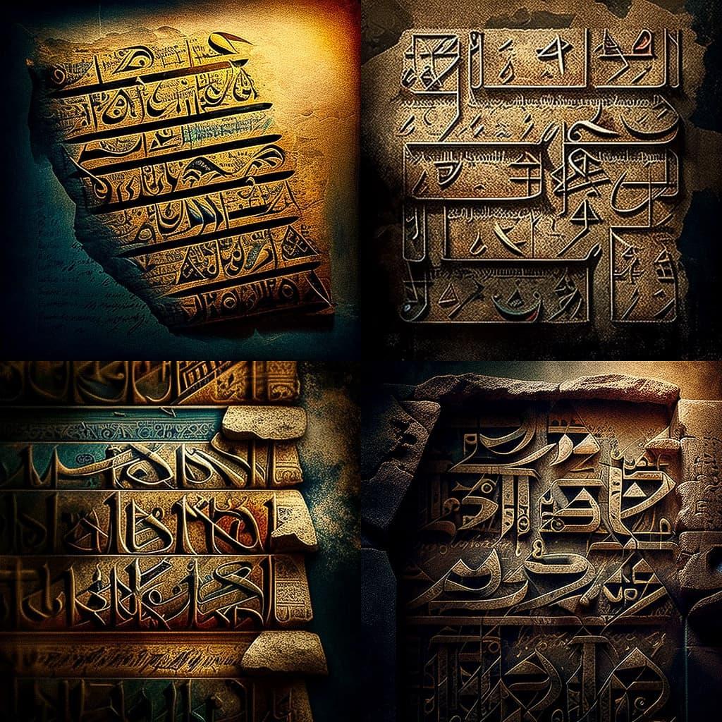 Hieratic script style, Midjourney V4, render 1 of 4