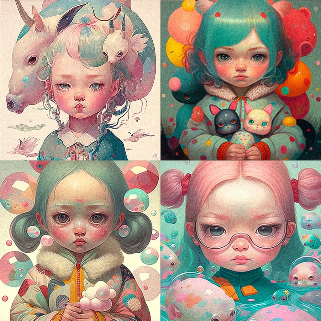 Hikari Shimoda style, Midjourney V4, render 1 of 4