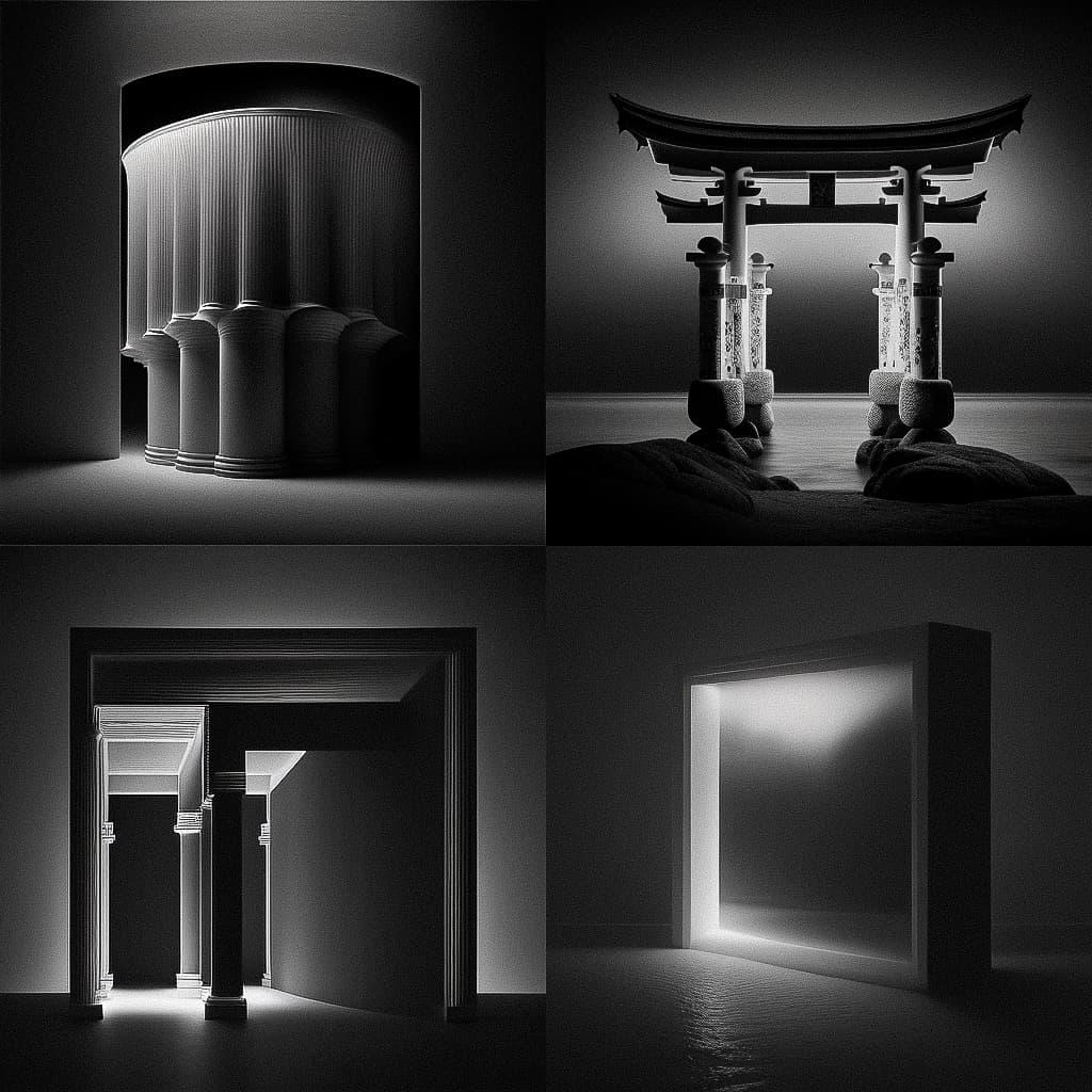 Hiroshi Sugimoto style, Midjourney V4, render 1 of 4