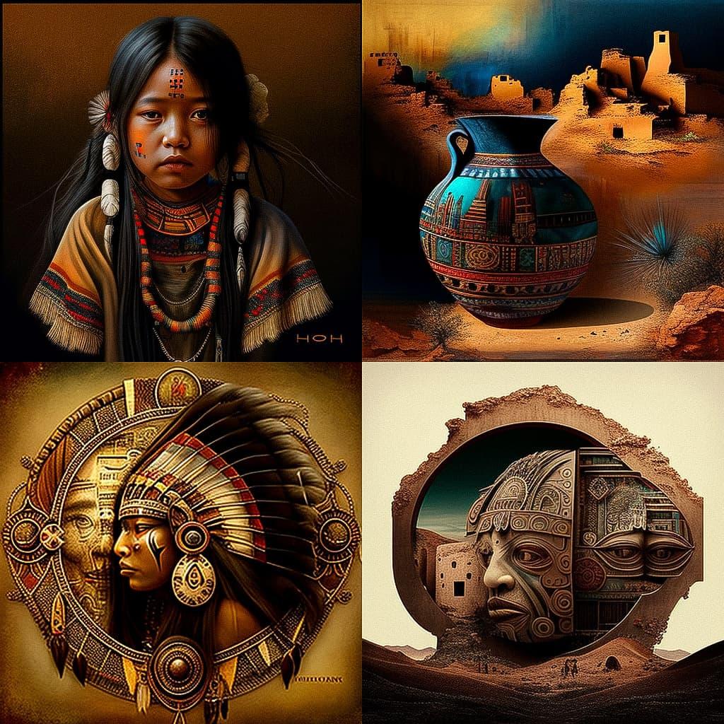 Hopi art style, Midjourney V4, render 1 of 4