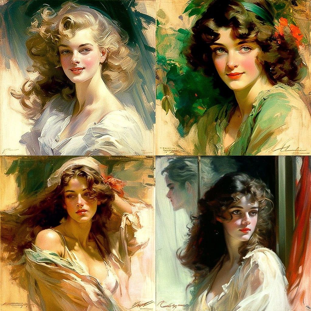 Howard Chandler Christy style, Midjourney V4, render 1 of 4