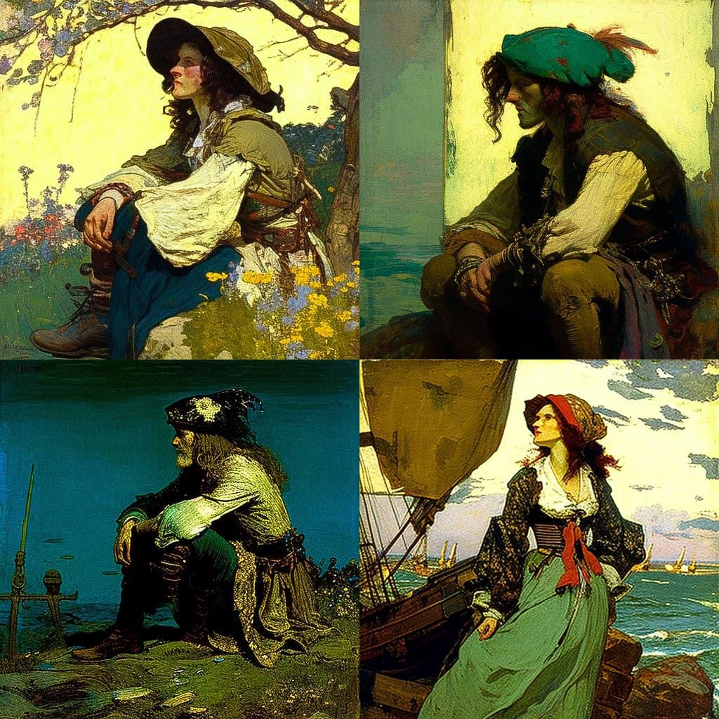 Howard Pyle style, Midjourney V4, render 1 of 4