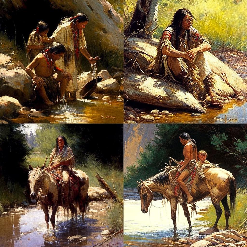 Howard Terpning style, Midjourney V4, render 1 of 4