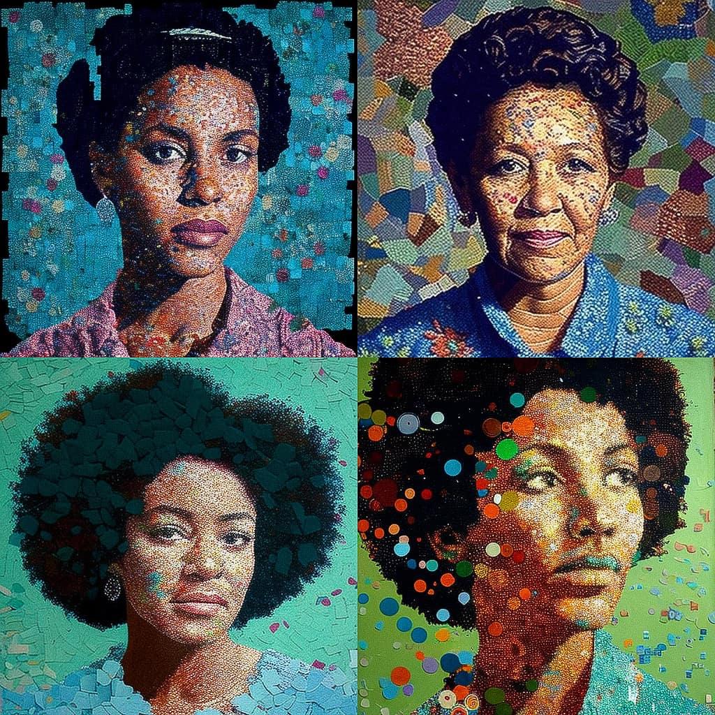 Howardena Pindell style, Midjourney V4, render 1 of 4