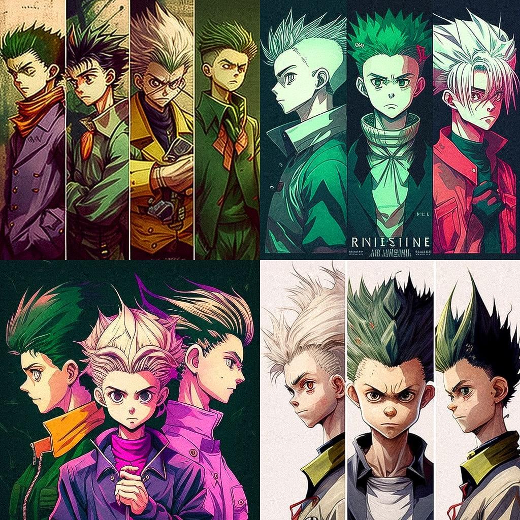 Hunter x Hunter style, Midjourney V4, render 1 of 4