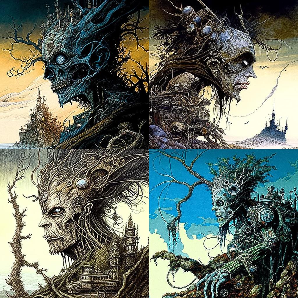 Ian Miller style, Midjourney V4, render 1 of 4