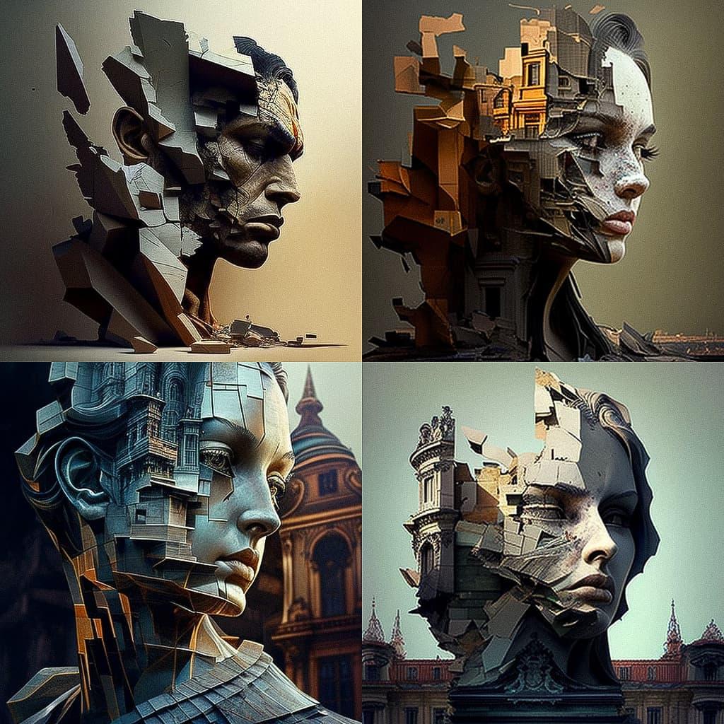 Igor Mitoraj style, Midjourney V4, render 1 of 4