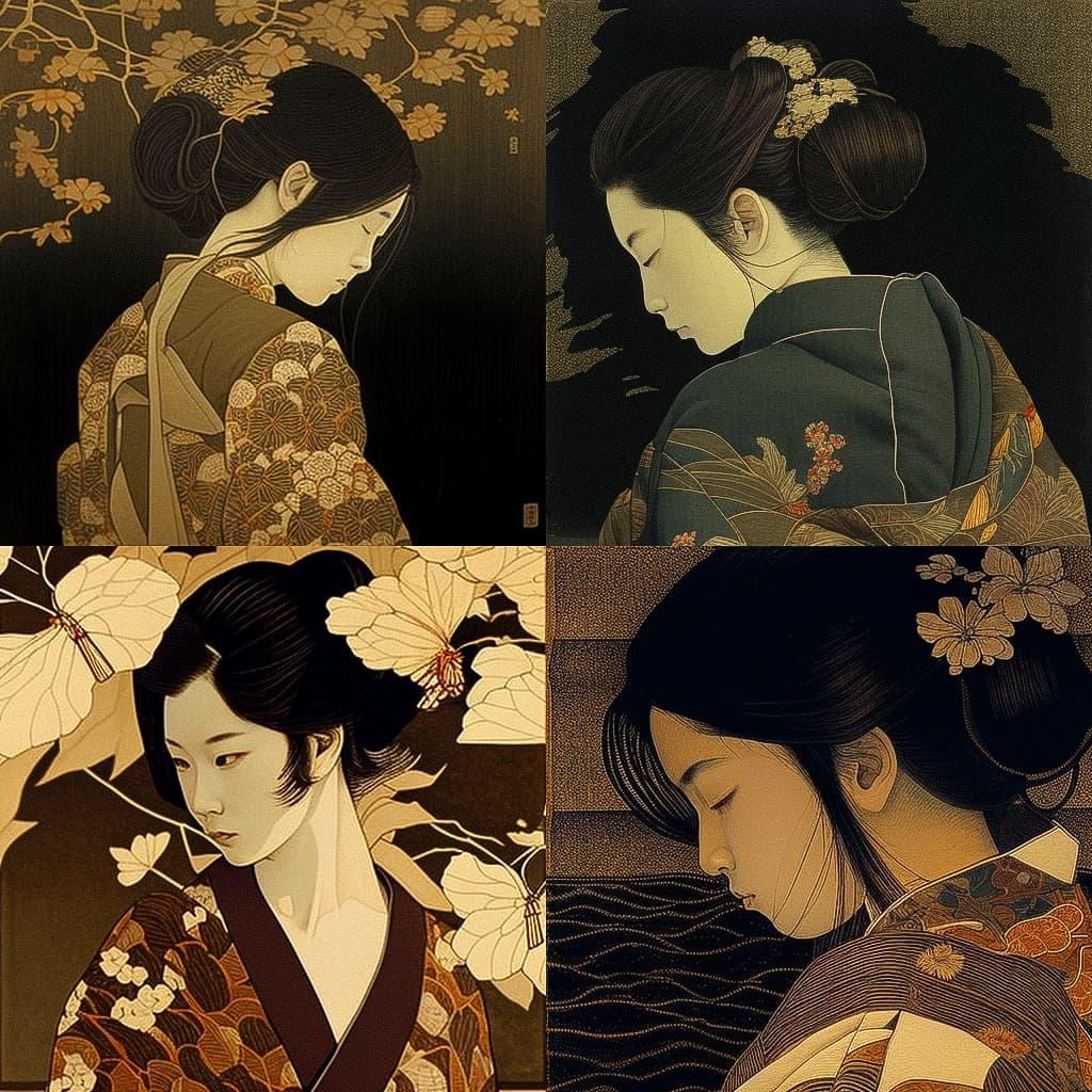 Ikenaga Yasunari style, Midjourney V4, render 1 of 4