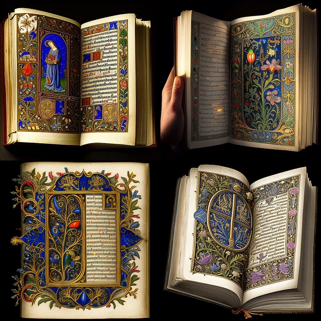Illuminated manuscript style, Midjourney V4, render 1 of 4