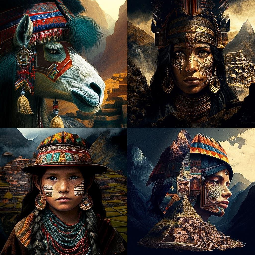 Inca art style, Midjourney V4, render 1 of 4