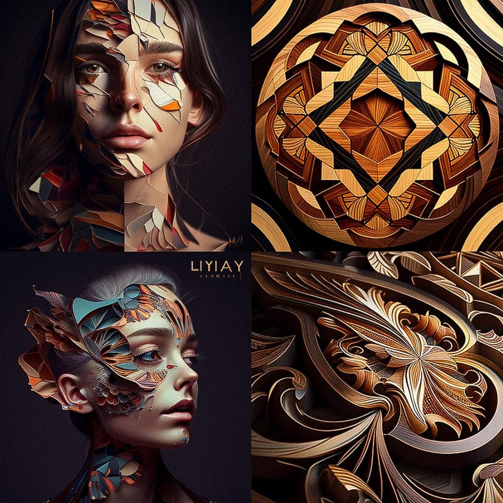 Inlay style, Midjourney V4, render 1 of 4