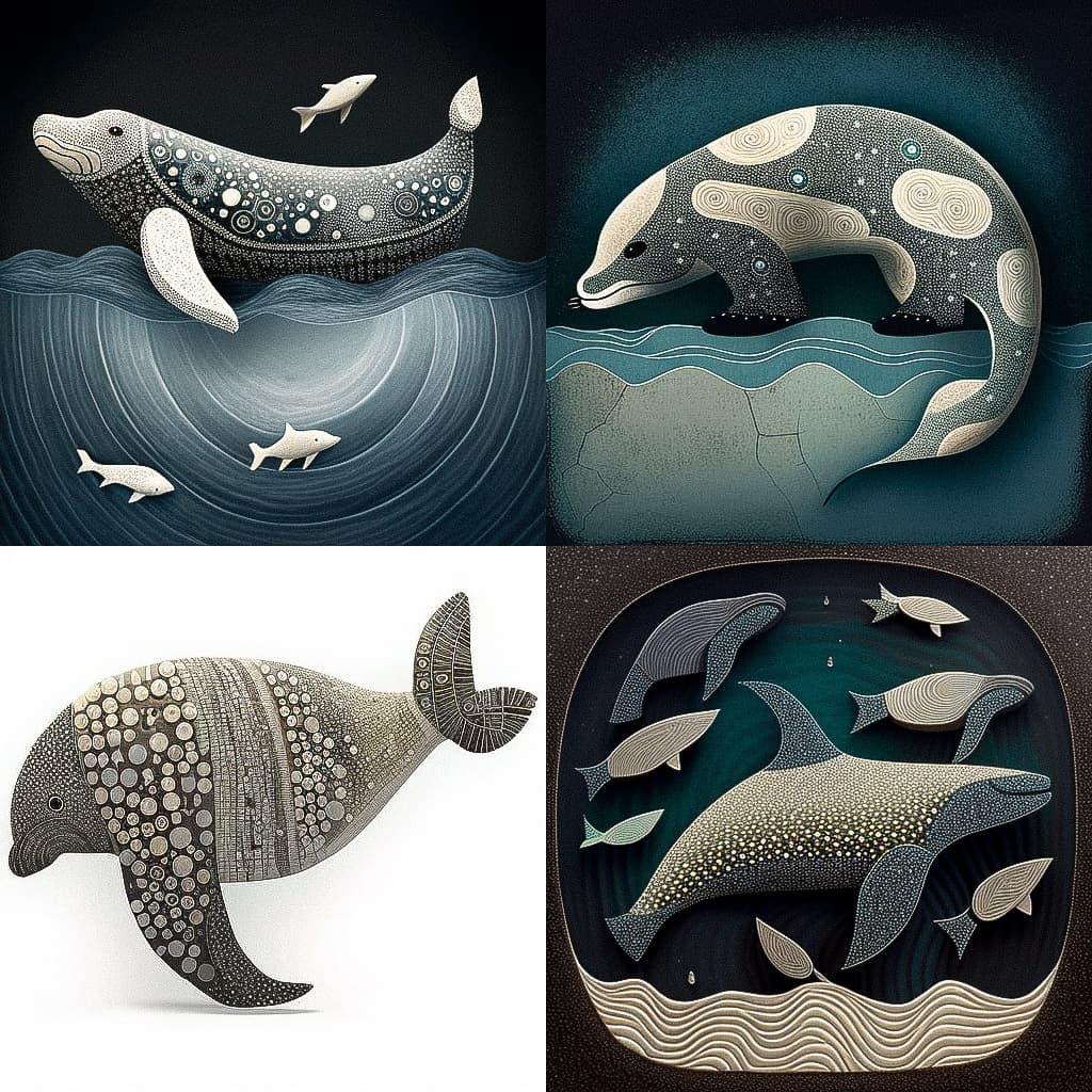 Inuit art style, Midjourney V4, render 1 of 4