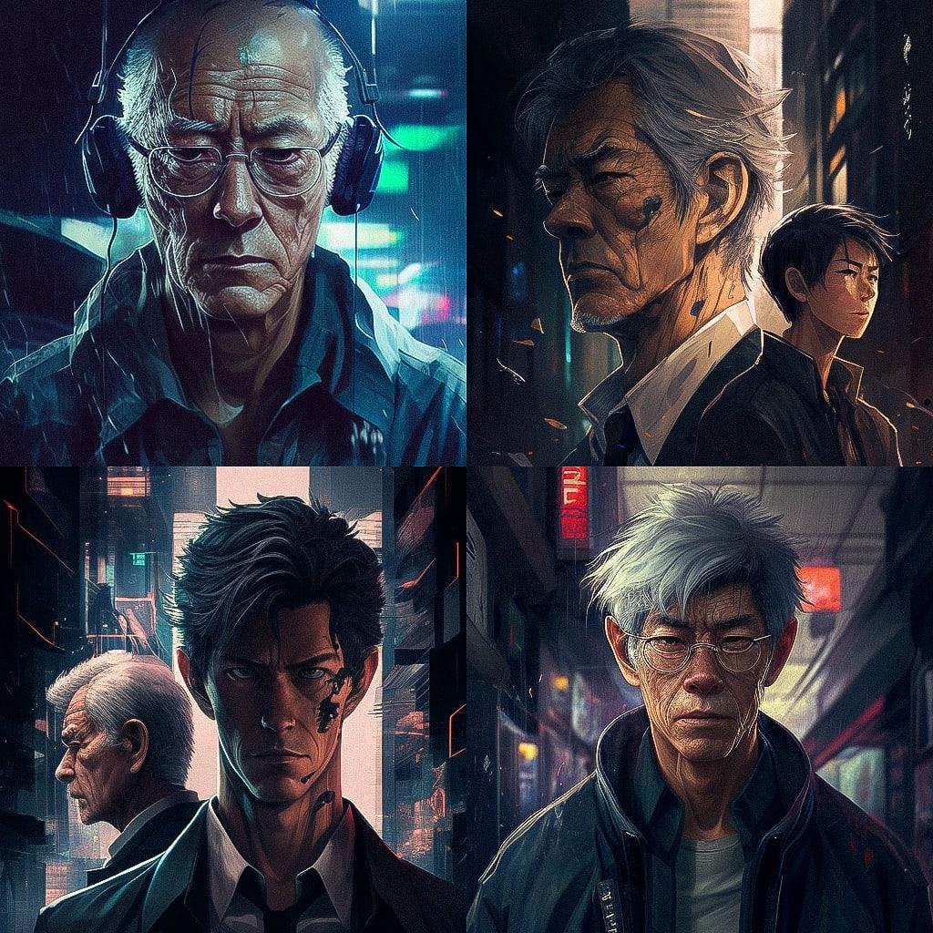 Inuyashiki style, Midjourney V4, render 1 of 4
